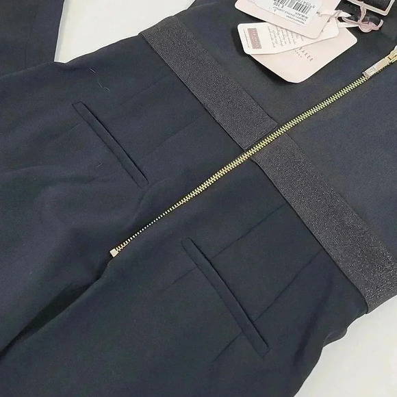 Ted Baker Black V-Neck Jumpsuit Size 1 Sparkle Ossia Pant Trim Strappy - Picture 10 of 12